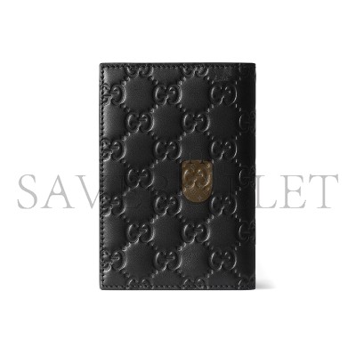 GUCCI GG EMBLEM PASSPORT CASE 850184 (12*7.5cm)